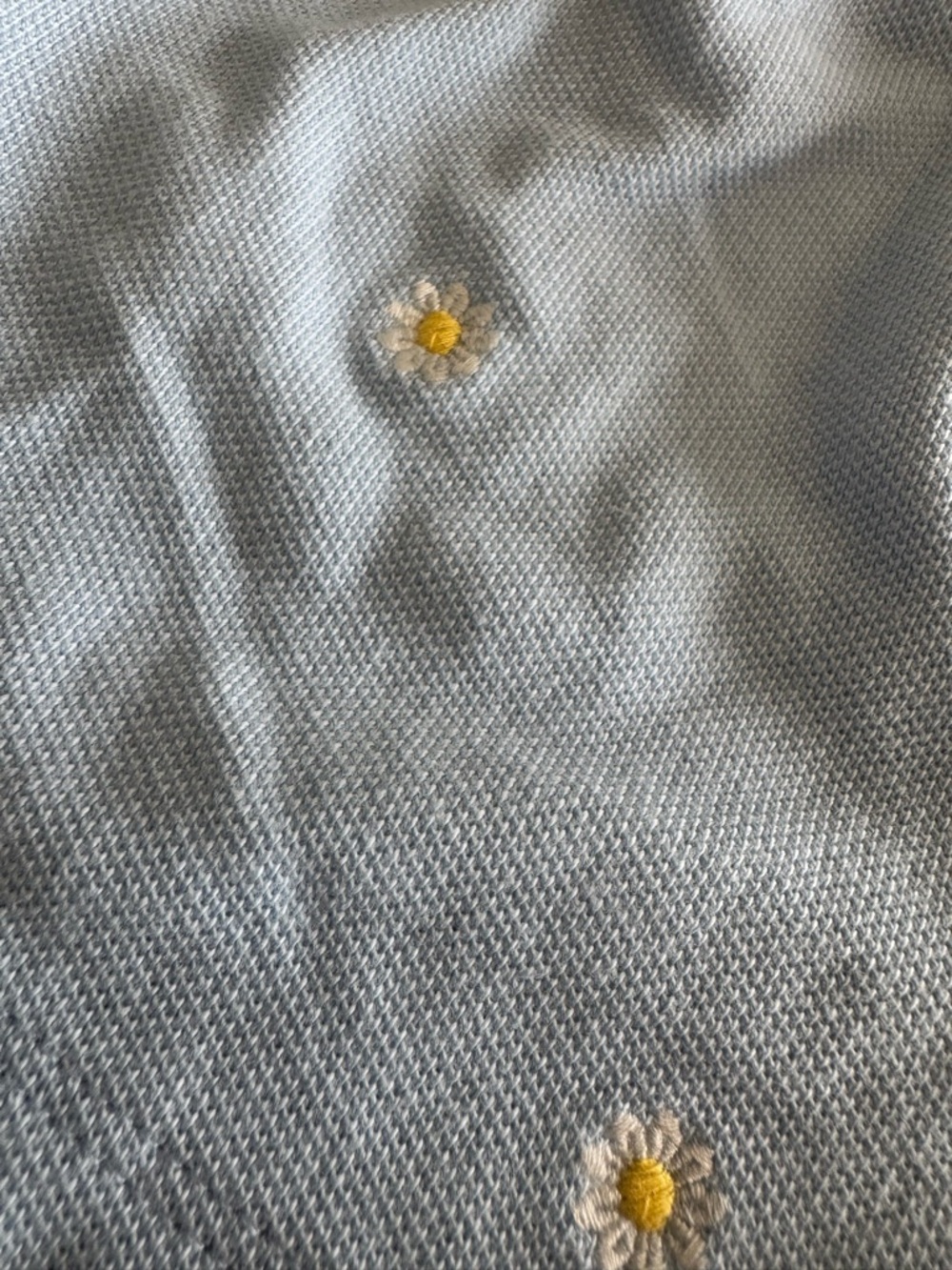 Light Blue Daisy Embroidered Knit Shorts - Picture 6 of 6